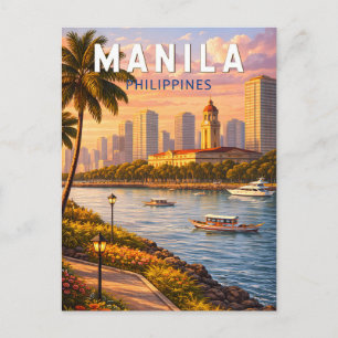Manilla Filipijnen Silhouette Illustratie Reis Kun Briefkaart