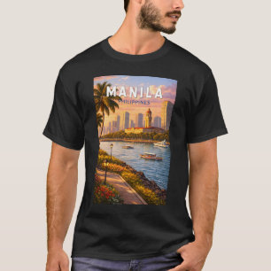 Manilla Filipijnen Silhouette Illustratie Reis Kun T-shirt