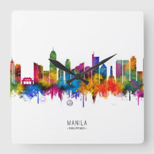 Manilla Filipijnen Skyline Vierkante Klok