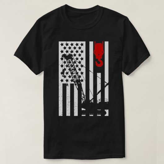 Manipulateur de grue T-shirt US Drapeau Mens Équip (Design devant)