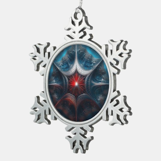 Manipulatie van Mandelbrot met Starburst Center Tin Sneeuwvlok Ornament (Rechts)