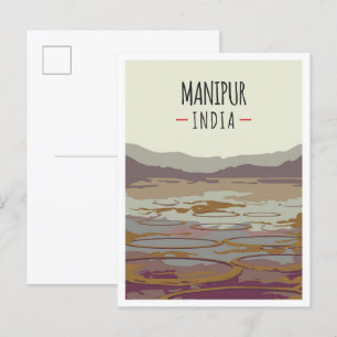 Manipur India Art Vintage Travel Illustratie Briefkaart