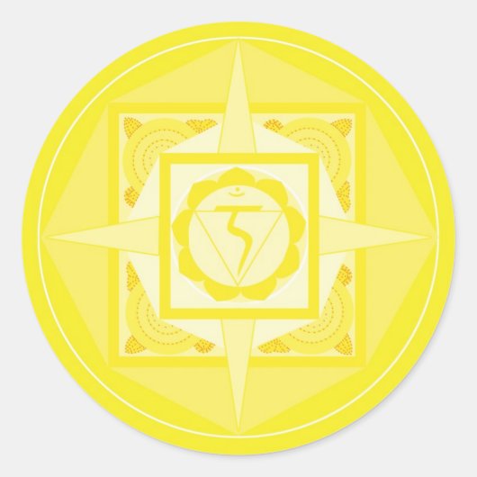 Manipura Chakra Mandala (Solarplexus Chakra) Ronde Sticker (Voorkant)