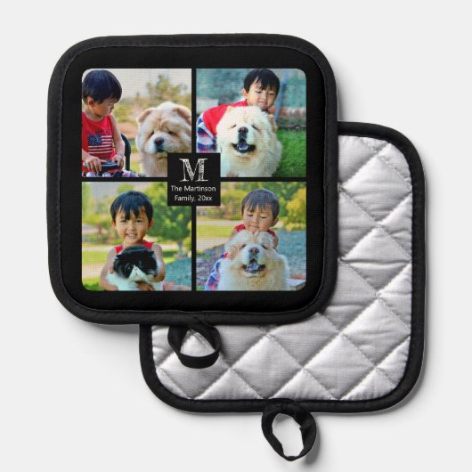 Manique 4 Photo Collage Customisé avec Monogramme (Recto/Verso)