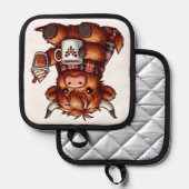 Manique Adorable Vache Highland Profitant De Boissons Conf (Recto/Verso)