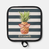 Manique Ananas Tropical cool Marine Bleu Stripes (Recto)