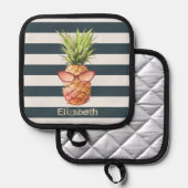 Manique Ananas Tropical cool Marine Bleu Stripes (Recto/Verso)