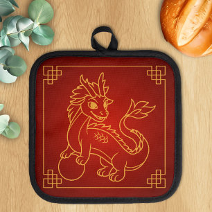Manique Année du zodiaque chinois Dragon Rouge