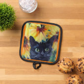 Manique Black cat and sunflowers Oven Mitts & Pot Holders (De haut en bas)