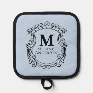 Manique Blason Monogramme Bleu Élégant