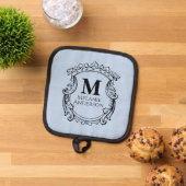 Manique Blason Monogramme Bleu Élégant (De haut en bas)