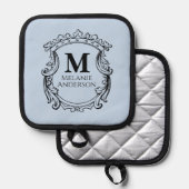 Manique Blason Monogramme Bleu Élégant (Recto/Verso)