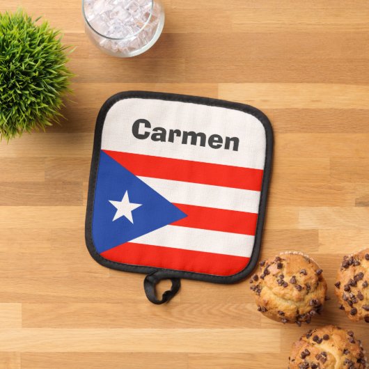 Manique Boricua Porto Rico Drapeau Four Mitt et Pot Holder (De haut en bas)