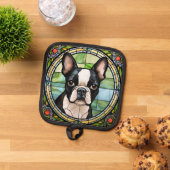 Manique Boston Terrier Pot Holders (De haut en bas)