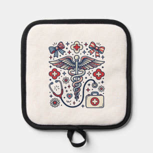 Manique Caducée Médical Vintage Nurse Patriotique Vecteur