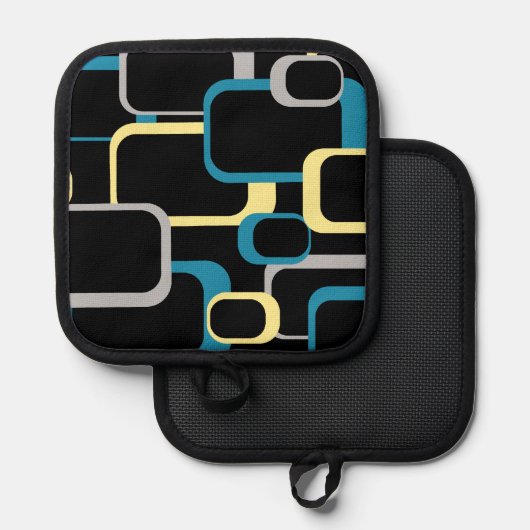 Manique Carré rétro bleu gris jaune gris noir Arrière - pl (Recto/Verso)