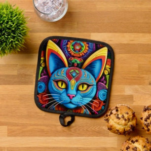 Manique Chat Abstrait Aux Yeux Jaunes