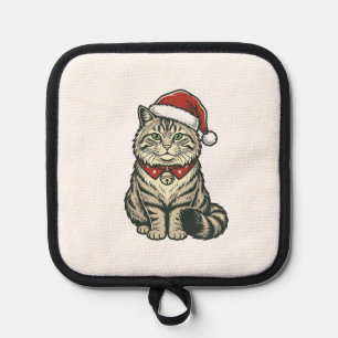 Manique Chat de Noël Chapeau de Père Noël Dessin de Gravur
