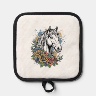 Manique Chemise vectorielle de conception de cheval floral