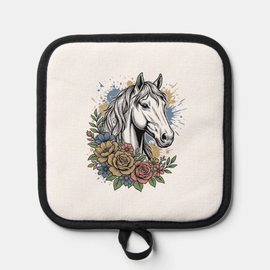 Manique Chemise vectorielle de conception de cheval floral (Recto)