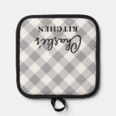 Manique Chèques blancs gris plaid moderne nom cuisine (Recto)