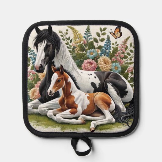 Manique Chevaux reposant parmi les fleurs et la verdure vi (Recto)