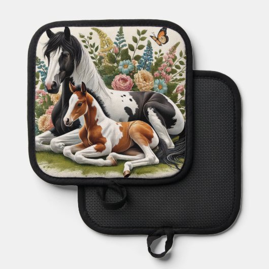 Manique Chevaux reposant parmi les fleurs et la verdure vi (Recto/Verso)