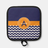 Manique Chevron bleu foncé orange (Recto)