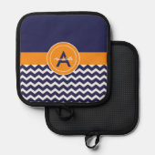 Manique Chevron bleu foncé orange (Recto/Verso)