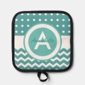 Manique Chevron pois turquoise (Recto)
