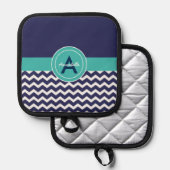 Manique Chevron Turquoise bleu foncé (Recto/Verso)