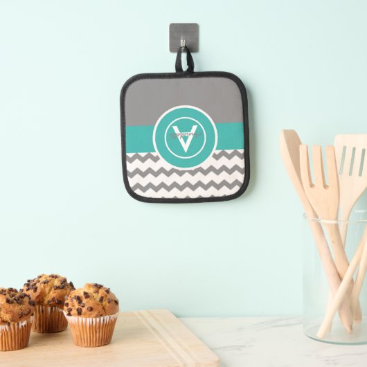 Manique Chevron Turquoise gris (In situ (suspendu))