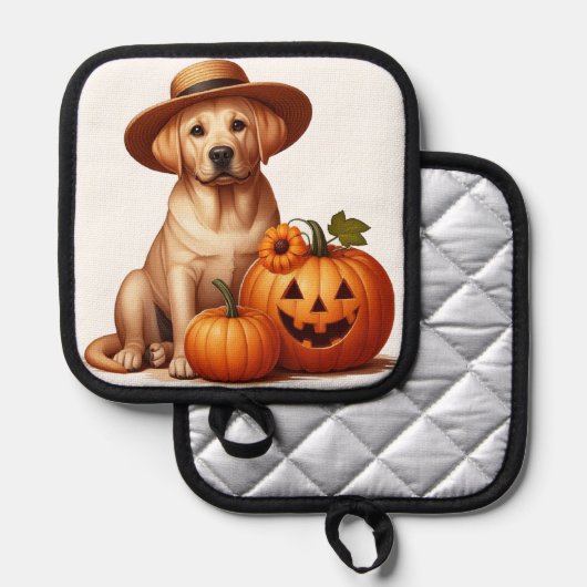 Manique Chiot du Labrador jaune portant Casquette avec Cit (Recto/Verso)