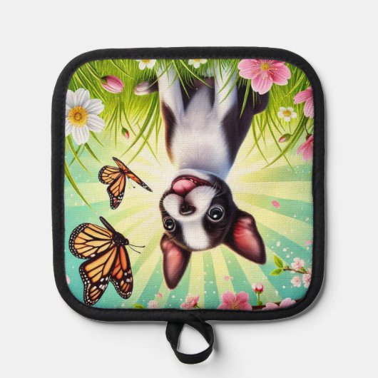 Manique Chiot mignon avec fleurs et papillons (Recto)