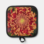 Manique Chrysanthème rouge et jaune Floral (Recto)