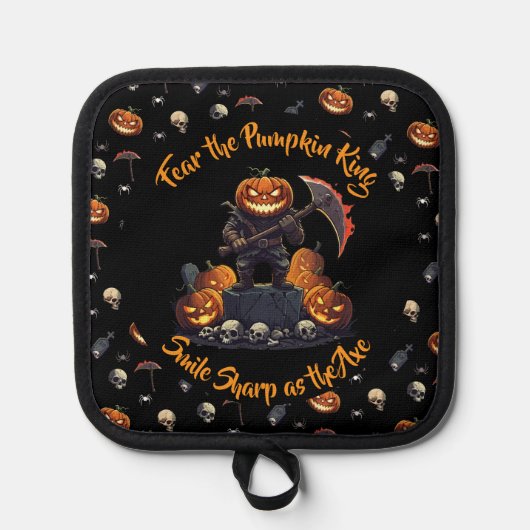 Manique 🖤 Citrouille noir King Oven Mitt Set 🎃 (Recto)