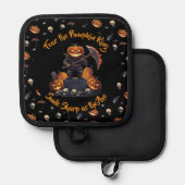 Manique 🖤 Citrouille noir King Oven Mitt Set 🎃 (Recto/Verso)