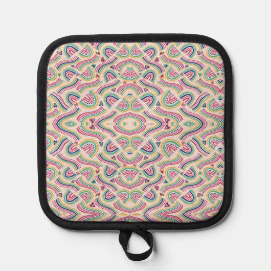 Manique Colorful mandala-patterned pot holder with black (Recto)