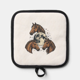 Manique Conception de T-Shirt Vectoriel Cheval Lune Gravée