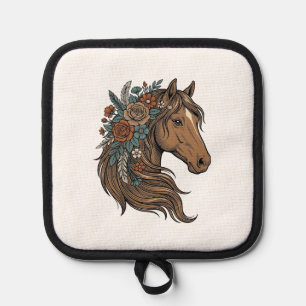 Manique Conception vectorielle de tête de cheval floral vi