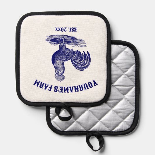 Manique Coq bleu et blanc (Recto/Verso)