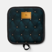 Manique Cuir Vert Élégant, Diamants, Monogramme (Recto)