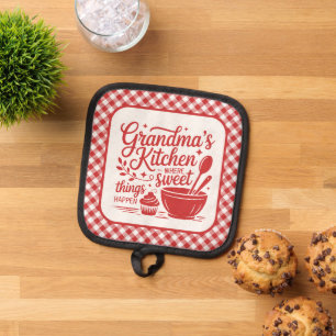 Manique Cuisine de grand-mère rouge et blanc à carreaux