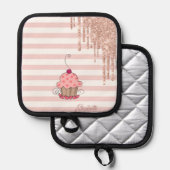 Manique Cupcake, Drips de paillettes, Rayures (Recto/Verso)