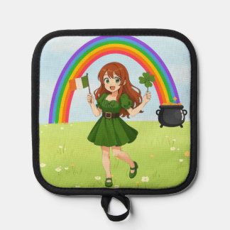 Manique Cute anime redhead Saint Patrick's Day  