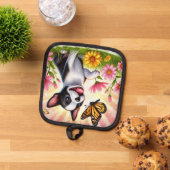 Manique Cute Boston Terrier Chiot Jouant Avec Papillon (De haut en bas)