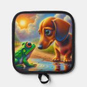 Manique Dachshund et grenouille mignons (Recto)