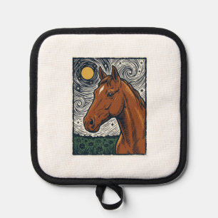 Manique Dessin artistique de cheval gravé vintage nuit éto
