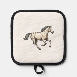 Manique Dessin de cheval Appaloosa courant gravé vintage_1
