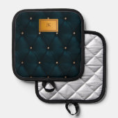 Manique Élégant Cuir Vert, Diamants, Monogramme (Recto/Verso)